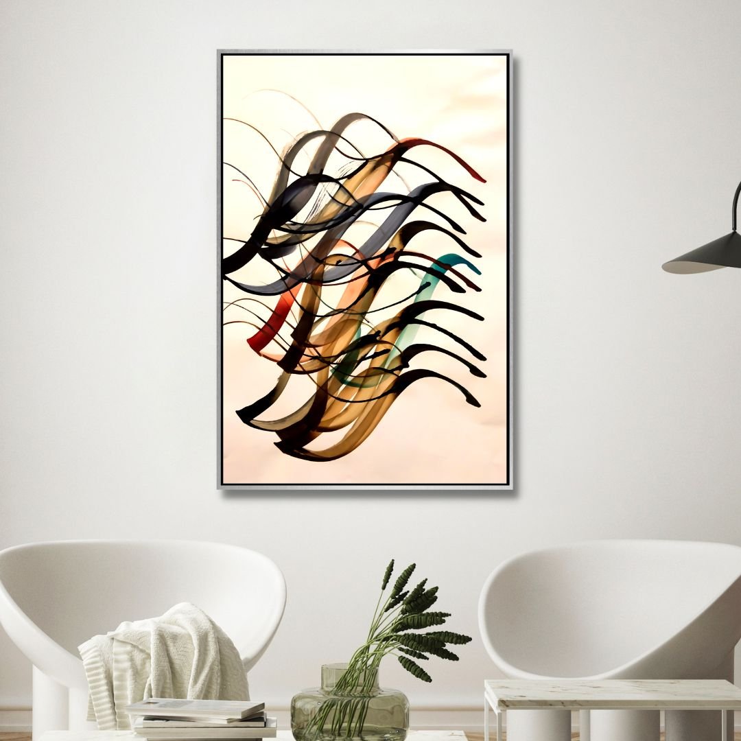 Abstract Persian Calligraphy Oil Painting – Elegant Canvas Art for Modern Spaces