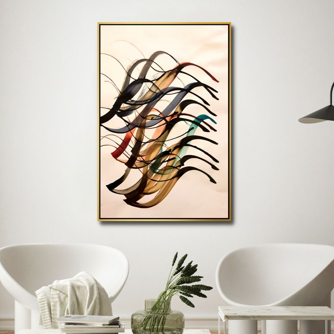 Abstract Persian Calligraphy Oil Painting – Elegant Canvas Art for Modern Spaces