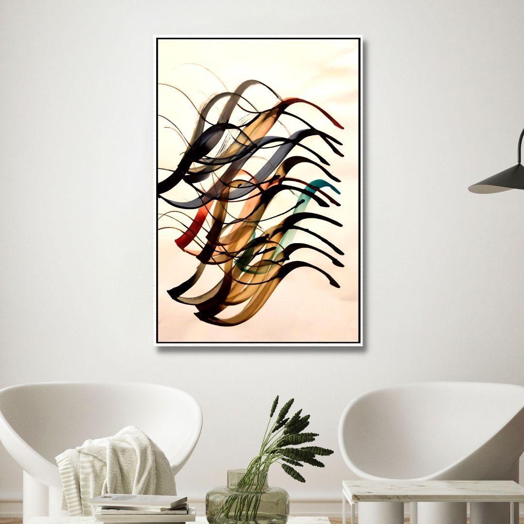 Abstract Persian Calligraphy Oil Painting – Elegant Canvas Art for Modern Spaces