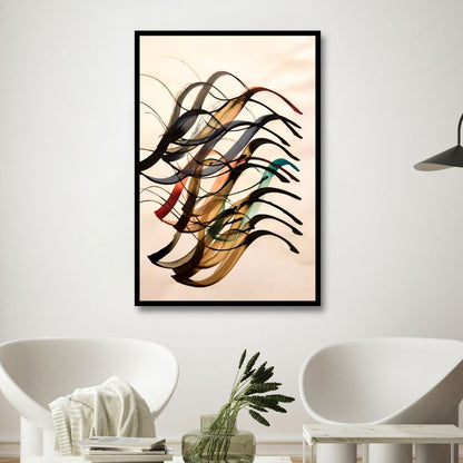 Abstract Persian Calligraphy Oil Painting – Elegant Canvas Art for Modern Spaces