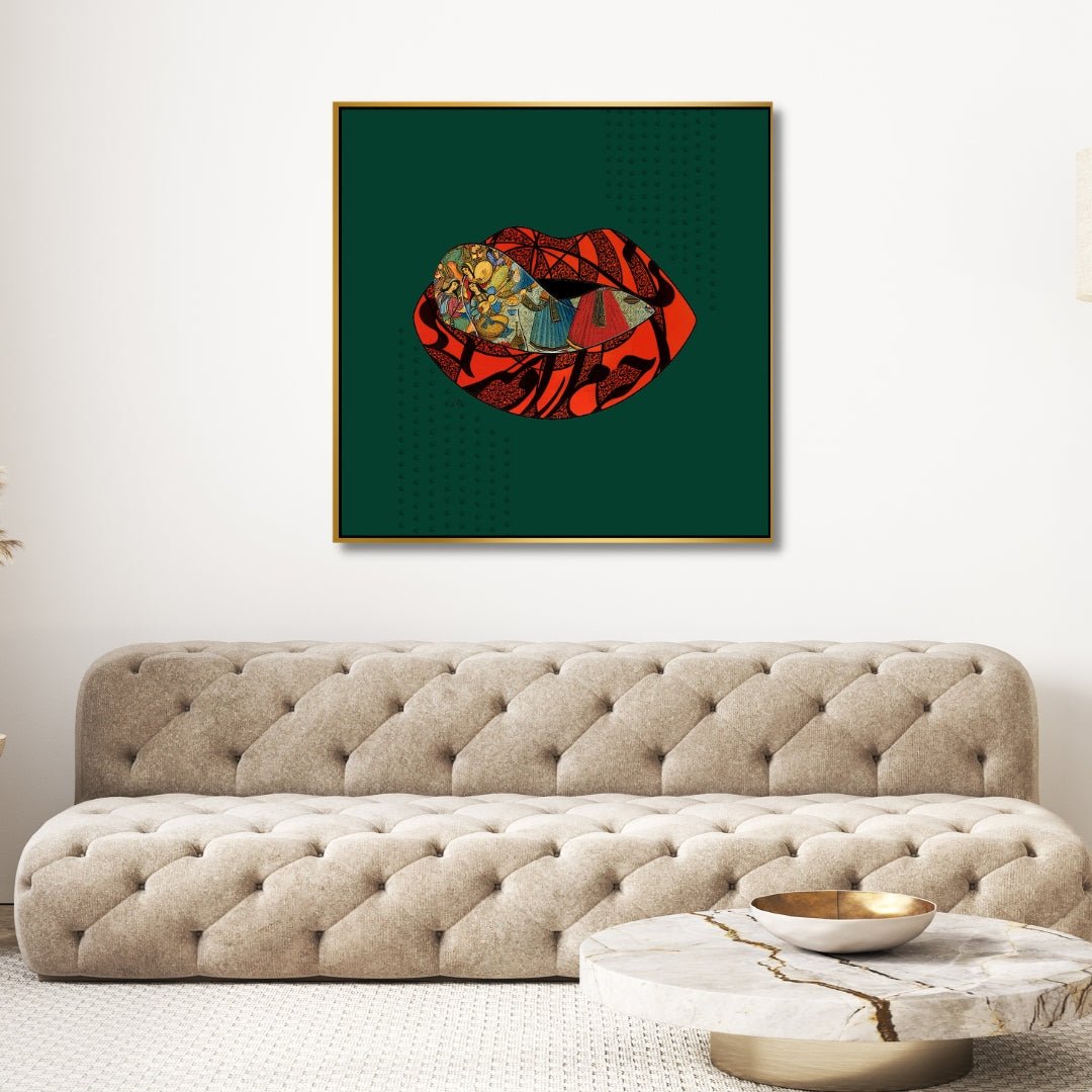 Vibrant Persian Pop Art Lips Canvas Painting for Modern Home Decor