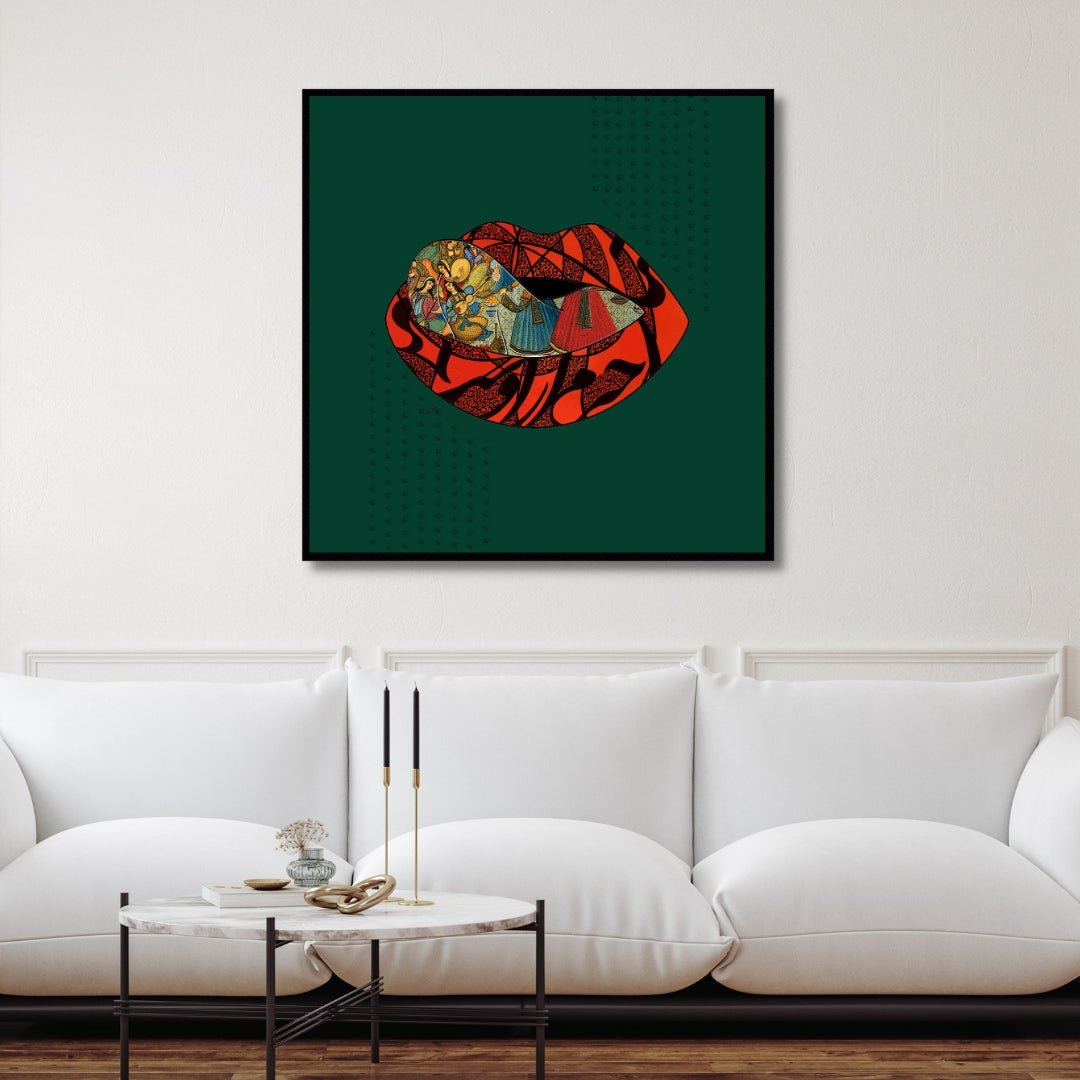 Vibrant Persian Pop Art Lips Canvas Painting for Modern Home Decor