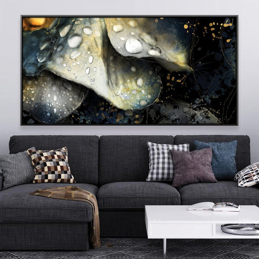 Elegant Floral Oil Painting with Water Droplets and Rich Textures