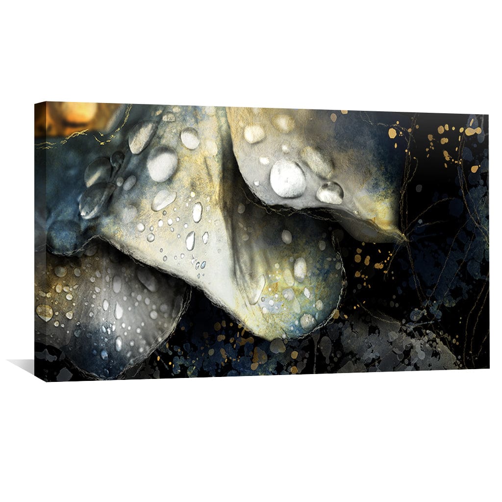 Elegant Floral Oil Painting with Water Droplets and Rich Textures