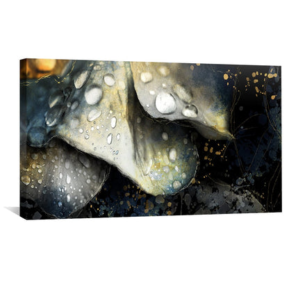 Elegant Floral Oil Painting with Water Droplets and Rich Textures