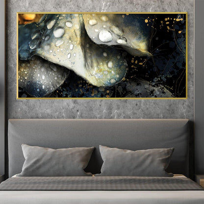 Elegant Floral Oil Painting with Water Droplets and Rich Textures