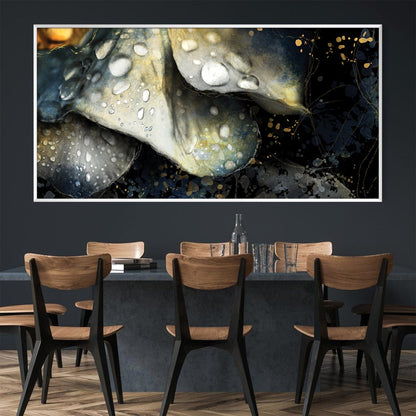 Elegant Floral Oil Painting with Water Droplets and Rich Textures