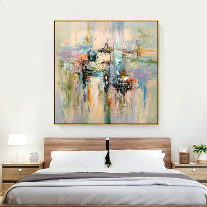 Abstract Serenity: Colorful Oil Painting for Modern Home Decor