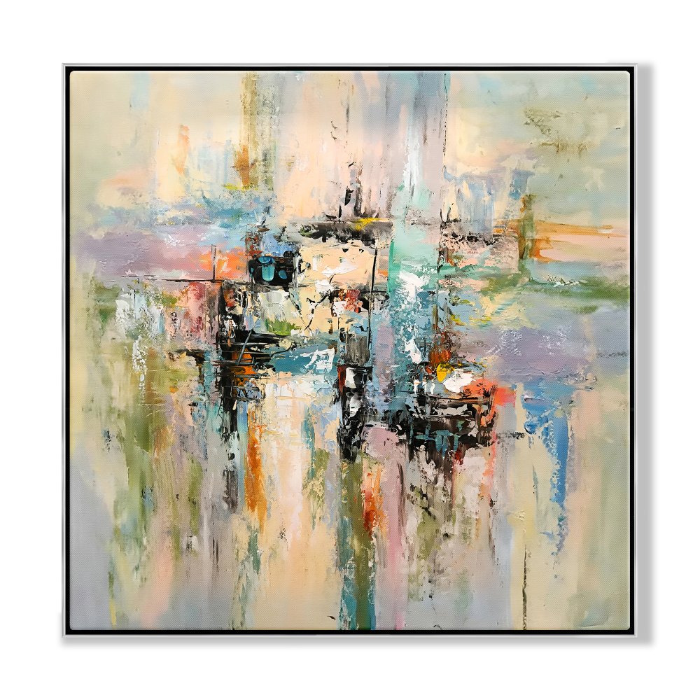 Abstract Serenity: Colorful Oil Painting for Modern Home Decor