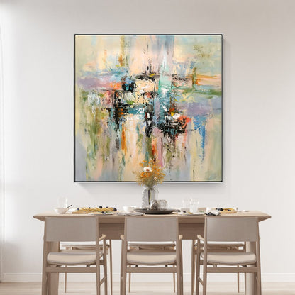 Abstract Serenity: Colorful Oil Painting for Modern Home Decor