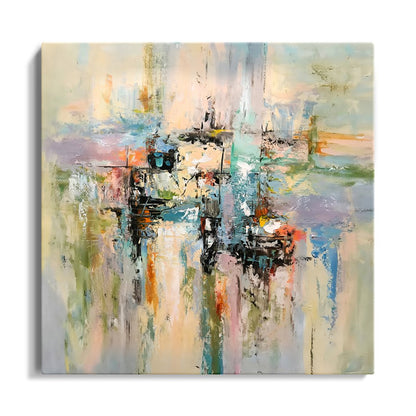 Abstract Serenity: Colorful Oil Painting for Modern Home Decor