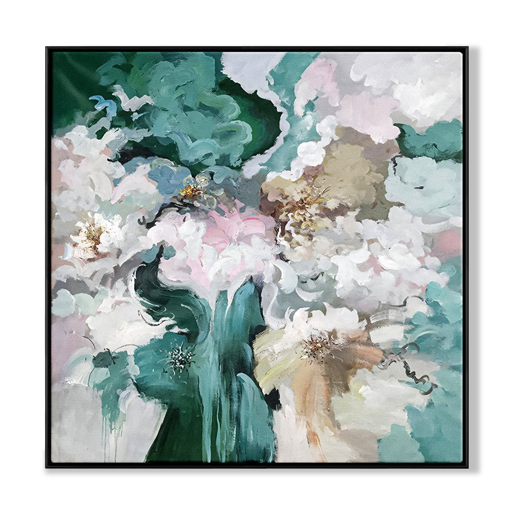 Whimsical Floral Abstract Oil Painting for Modern Home Decor