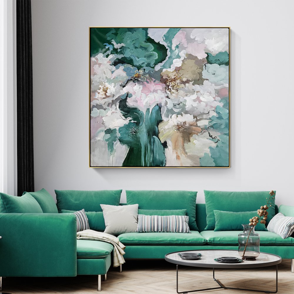 Whimsical Floral Abstract Oil Painting for Modern Home Decor