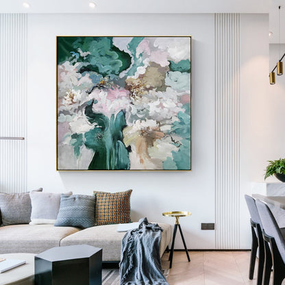 Whimsical Floral Abstract Oil Painting for Modern Home Decor