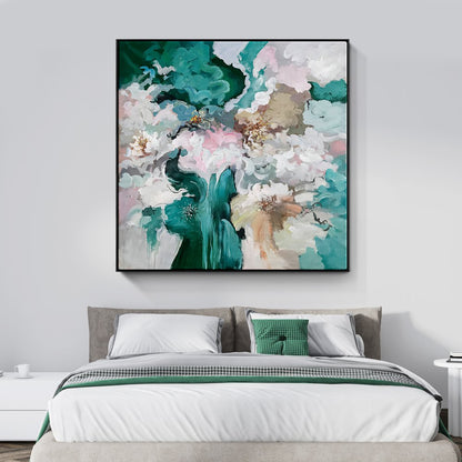 Whimsical Floral Abstract Oil Painting for Modern Home Decor