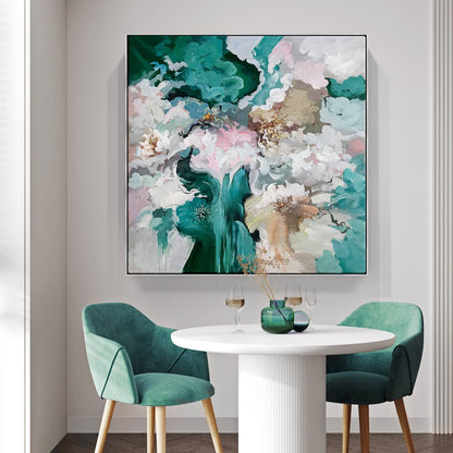 Whimsical Floral Abstract Oil Painting for Modern Home Decor