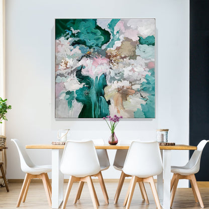 Whimsical Floral Abstract Oil Painting for Modern Home Decor