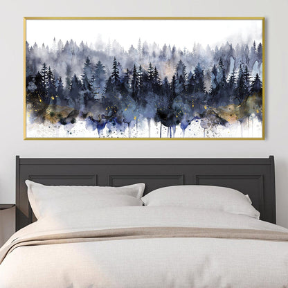 Serene Pinescape Oil Painting for Modern Home Decor and Relaxation