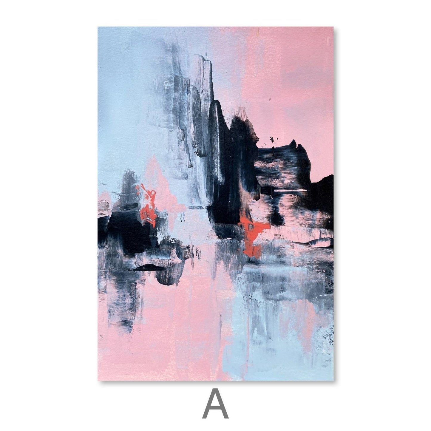 Modern Pink and Grey Abstract Oil Painting for Stylish Home Decor