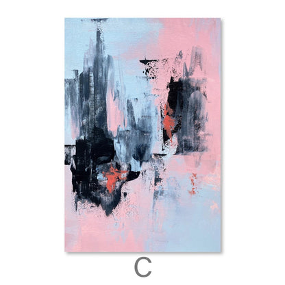 Modern Pink and Grey Abstract Oil Painting for Stylish Home Decor