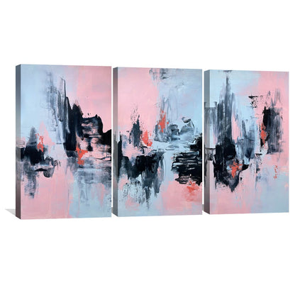 Modern Pink and Grey Abstract Oil Painting for Stylish Home Decor