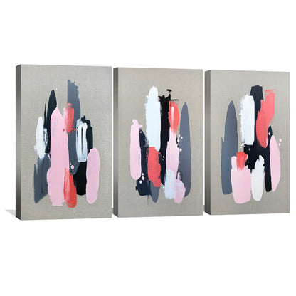 Abstract Pink and Black Oil Painting on Canvas for Modern Home Decor