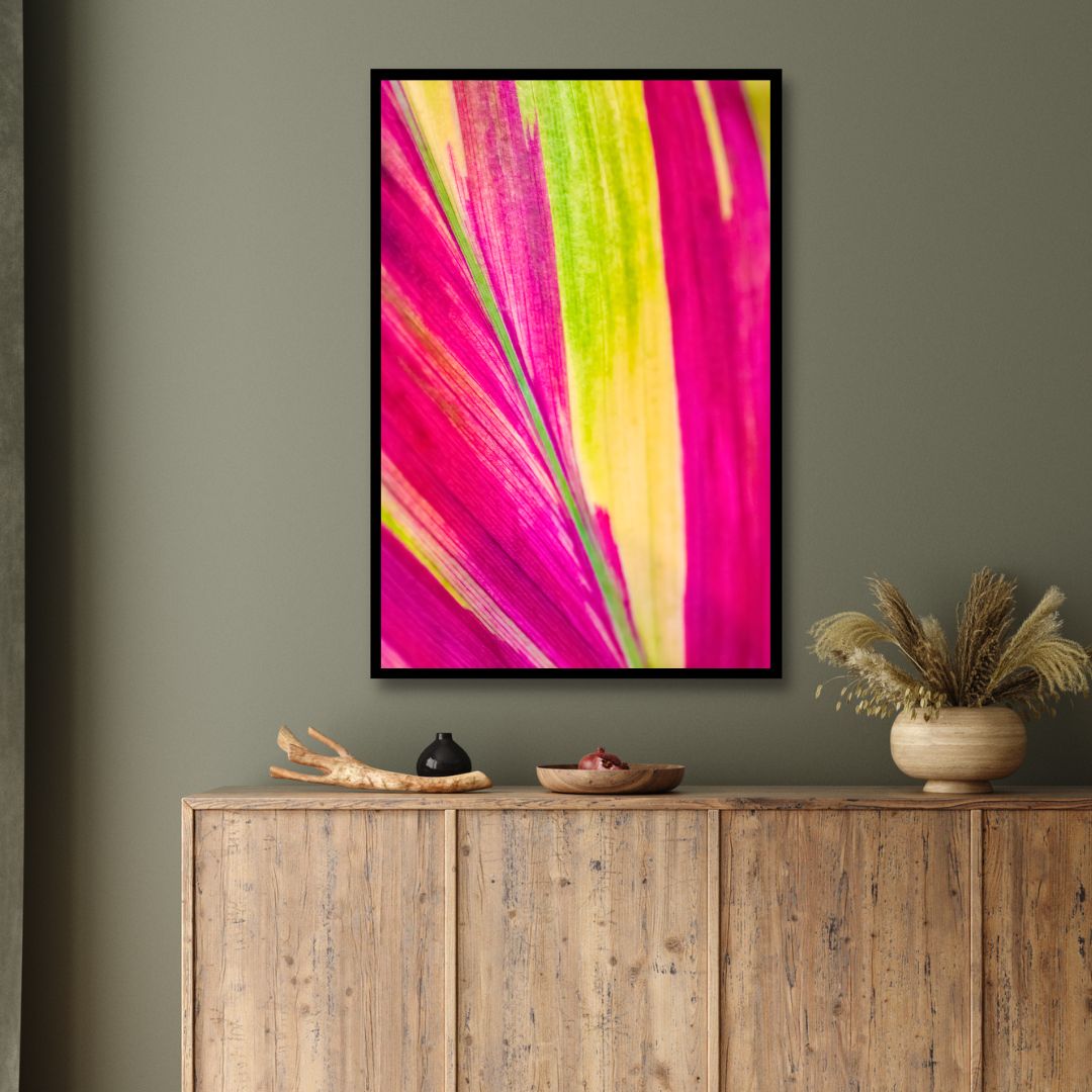 Vibrant Pink and Green Abstract Oil Painting for Home Decor