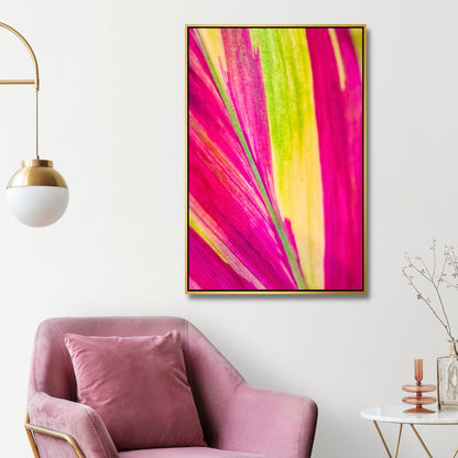 Vibrant Pink and Green Abstract Oil Painting for Home Decor