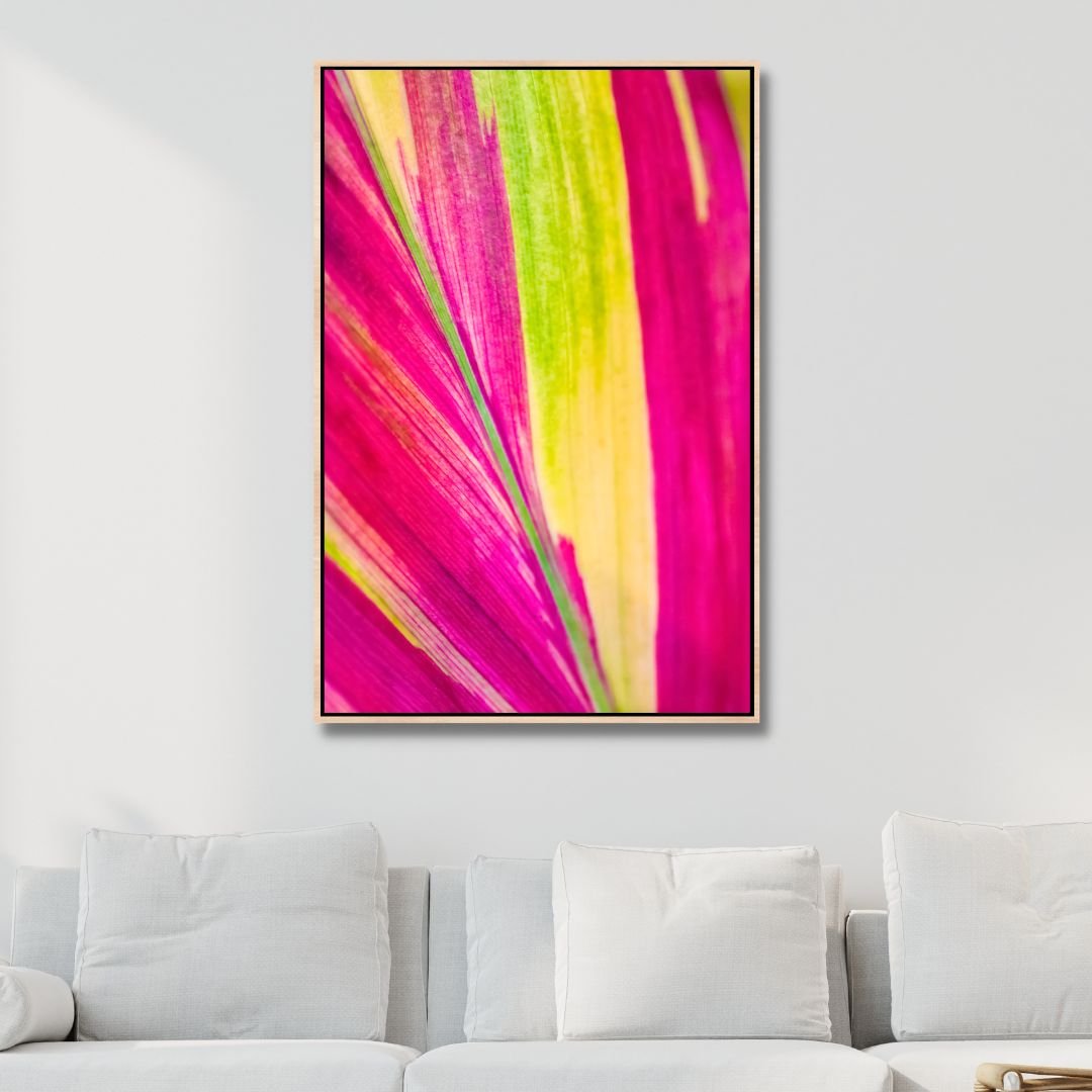 Vibrant Pink and Green Abstract Oil Painting for Home Decor