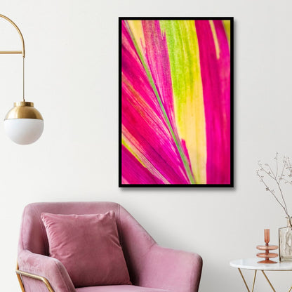 Vibrant Pink and Green Abstract Oil Painting for Home Decor