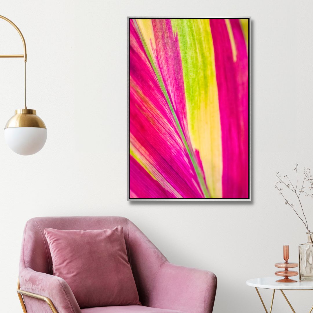 Vibrant Pink and Green Abstract Oil Painting for Home Decor