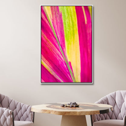 Vibrant Pink and Green Abstract Oil Painting for Home Decor