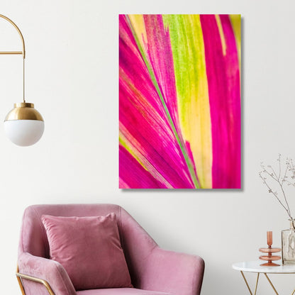 Vibrant Pink and Green Abstract Oil Painting for Home Decor