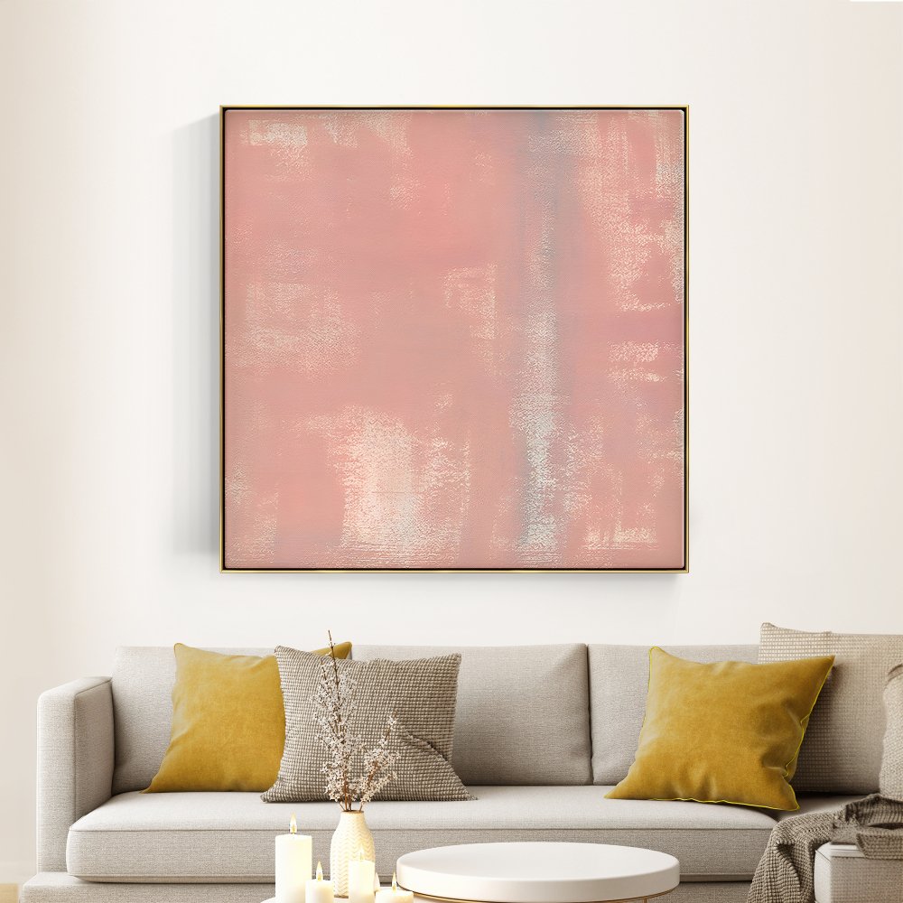 Serene Pink Abstract Oil Painting for Modern Home Decor and Calming Spaces