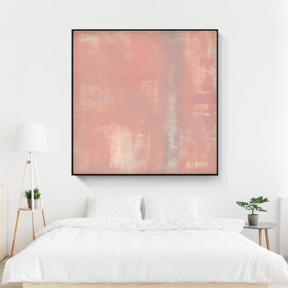 Serene Pink Abstract Oil Painting for Modern Home Decor and Calming Spaces