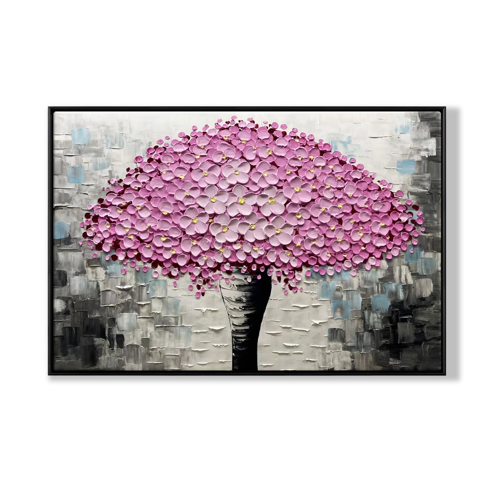 Vibrant Pink Lily Blossom Oil Painting for Modern Home Decor