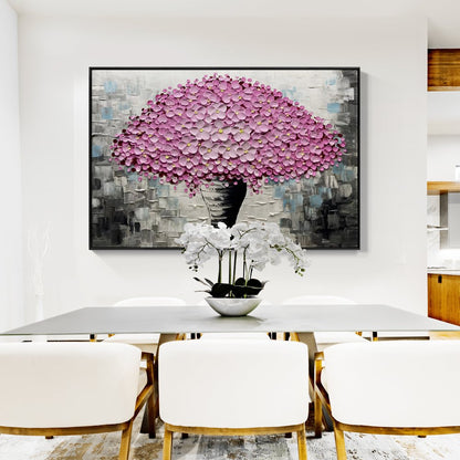 Vibrant Pink Lily Blossom Oil Painting for Modern Home Decor