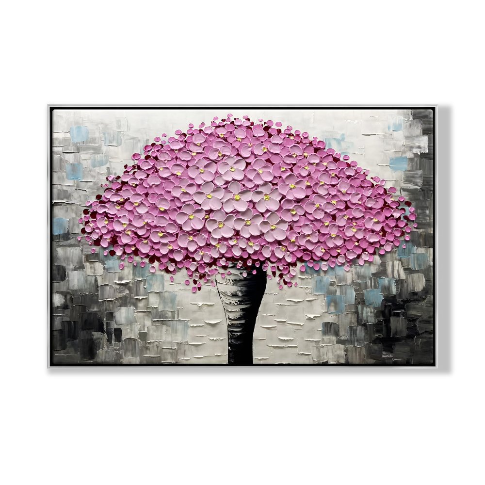 Vibrant Pink Lily Blossom Oil Painting for Modern Home Decor