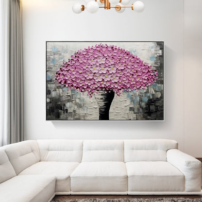 Vibrant Pink Lily Blossom Oil Painting for Modern Home Decor