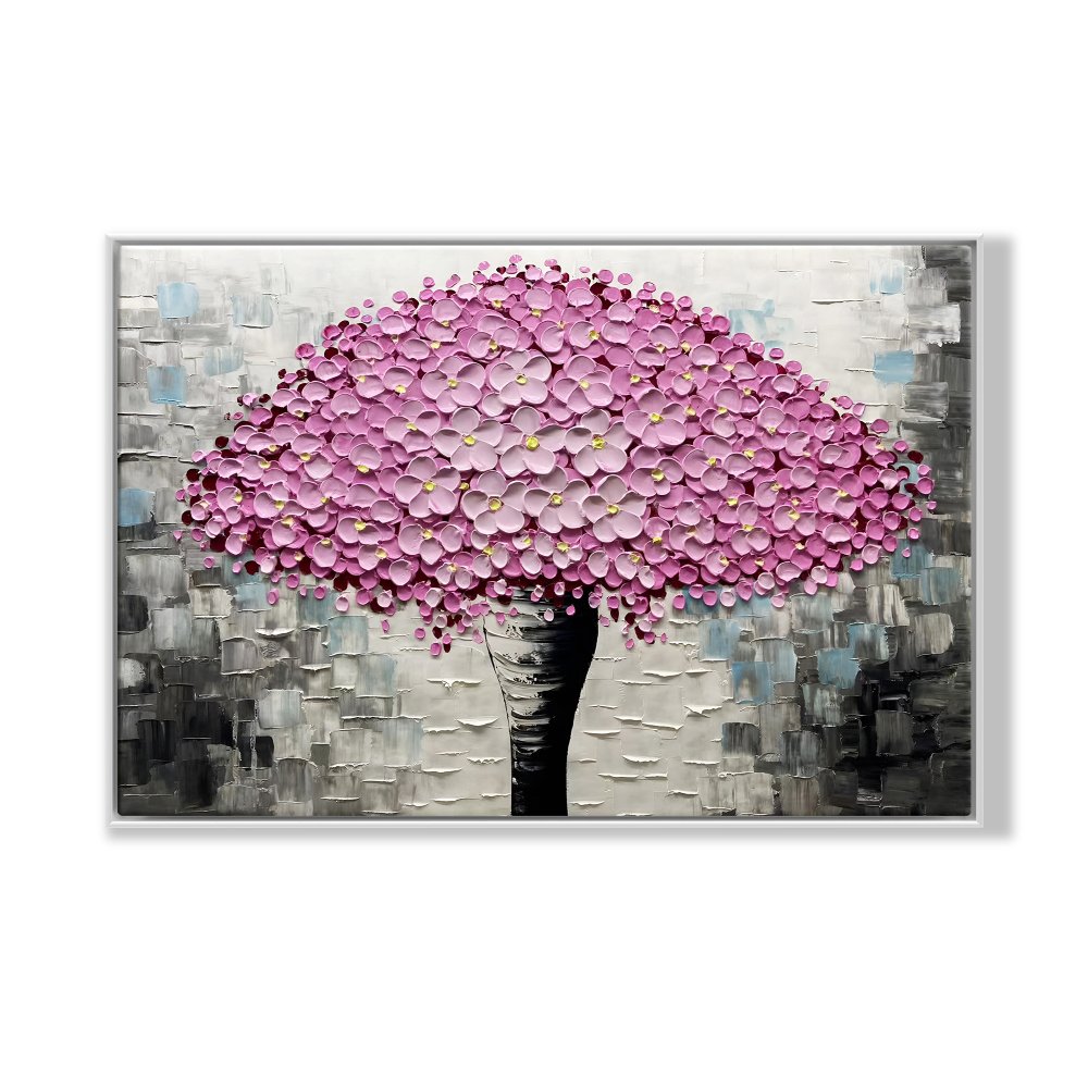 Vibrant Pink Lily Blossom Oil Painting for Modern Home Decor