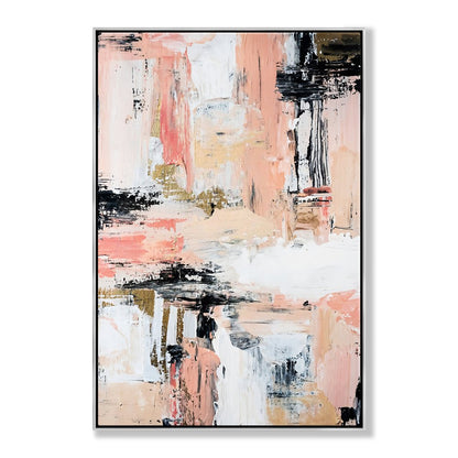 Abstract Pink and Black Oil Painting for Modern Home Decor