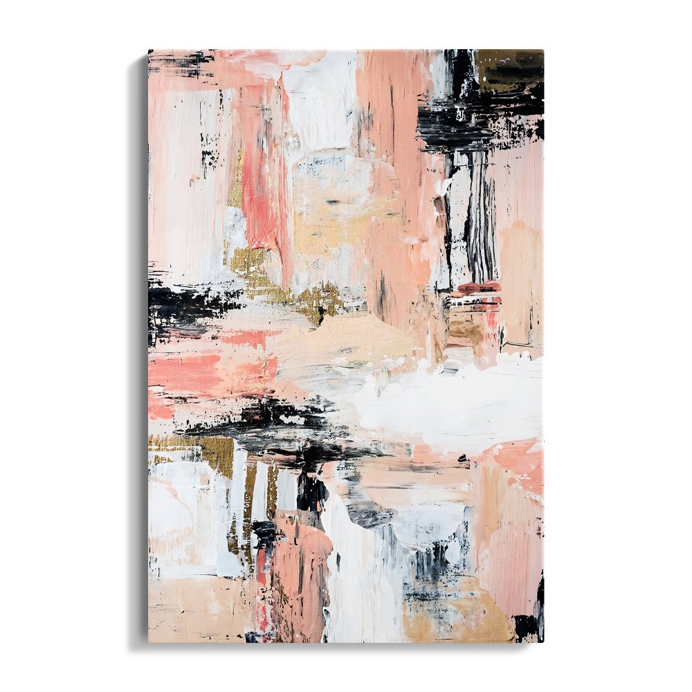 Abstract Pink and Black Oil Painting for Modern Home Decor