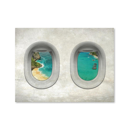 Bali Ocean View Oil Painting - Scenic Airplane Window Artwork