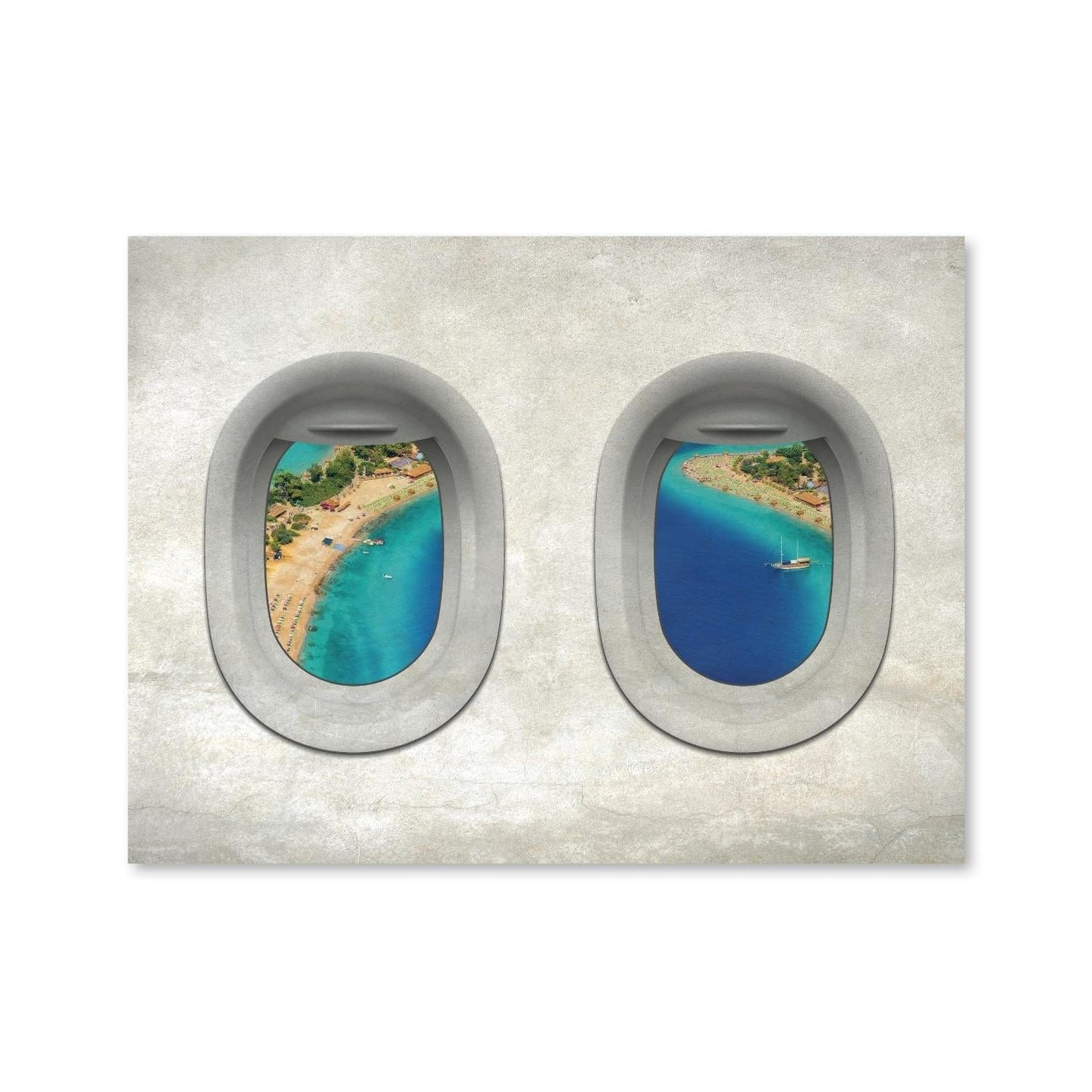 Turquoise Coast View - Serene Oil Painting of Turkey From an Airplane Window