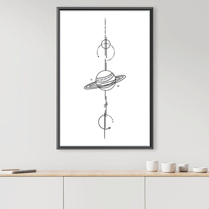 Planetary Line Art Canvas Print - Modern Space Decor for Art Lovers