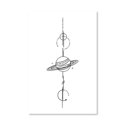 Planetary Line Art Canvas Print - Modern Space Decor for Art Lovers