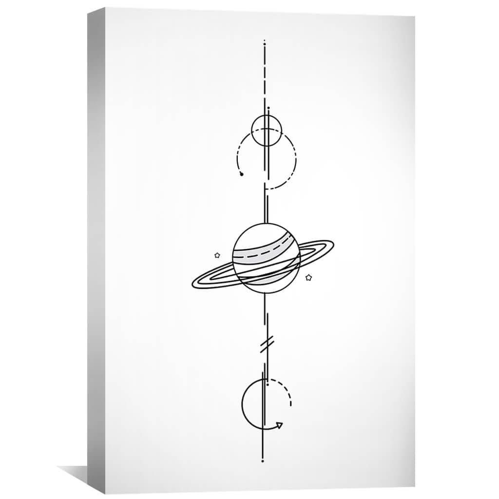 Planetary Line Art Canvas Print - Modern Space Decor for Art Lovers