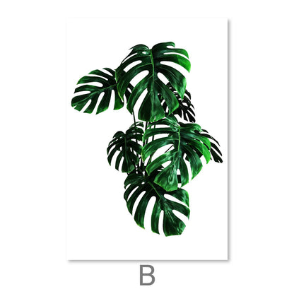 Tropical Greenery Canvas Art - Modern Botanical Oil Painting for Home Decor