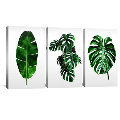 Tropical Greenery Canvas Art - Modern Botanical Oil Painting for Home Decor