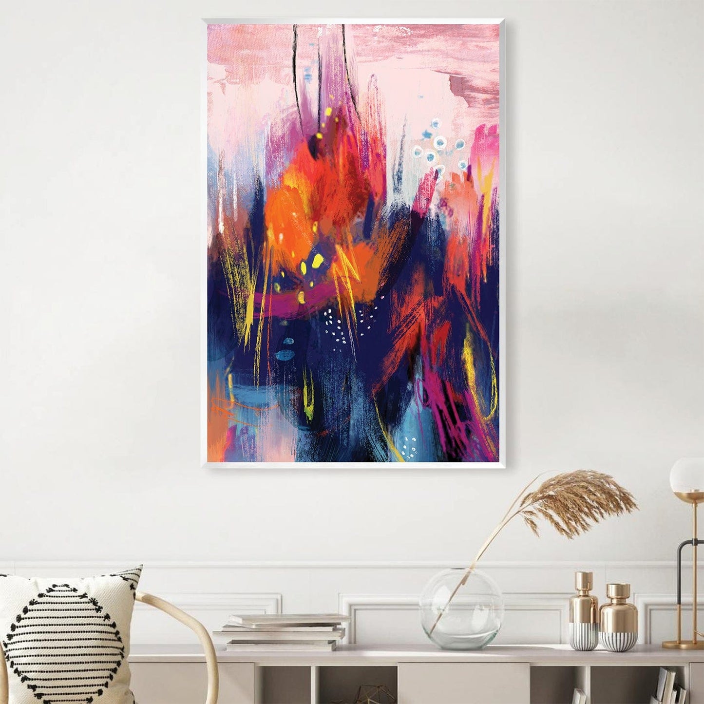 Vibrant Abstract Oil Painting with Dynamic Colors for Modern Home Decor